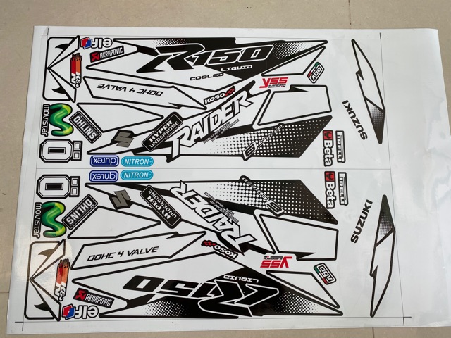 Tem rời Raider Fi dán xe đen chống nước ko bay màu