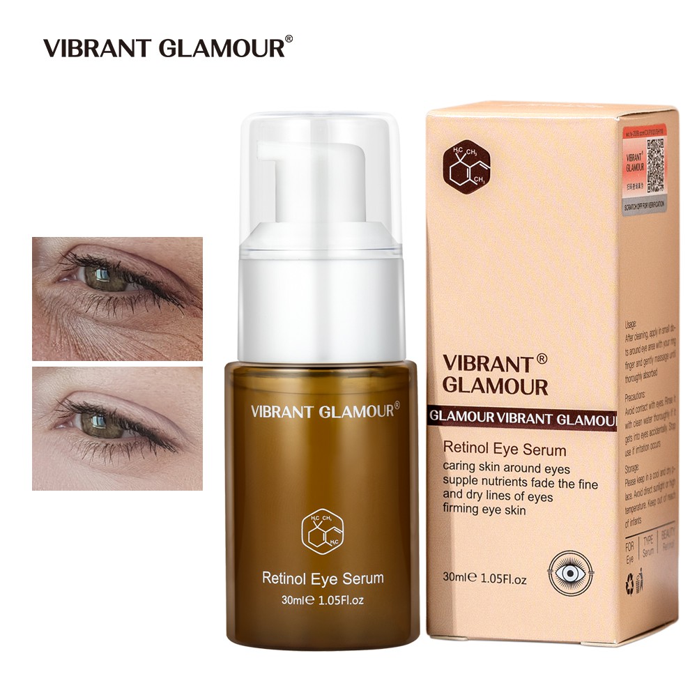 Serum dưỡng da mắt Vibrant GLAMOUR bổ sung Collagen Vitamin A hoạt tính dưỡng ẩm làm trắng da chống lão hóa 30ml