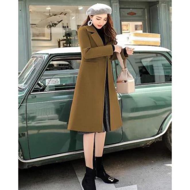 Áo Khoác Dạ Dáng Dài Túi Ngang Cao Cấp Hàng Quảng Châu Đai Ngang Dáng Đẹp