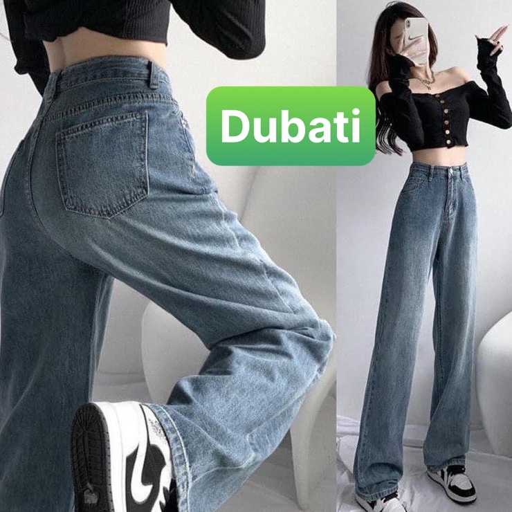 QUẦN BAGGY JEAN NỮ ỐNG RỘNG SUÔNG DÀI LƯNG CAO NÂNG MÔNG SANG CHẢNH HÀN QUỐC NEW VIP- DUBATI FASHION