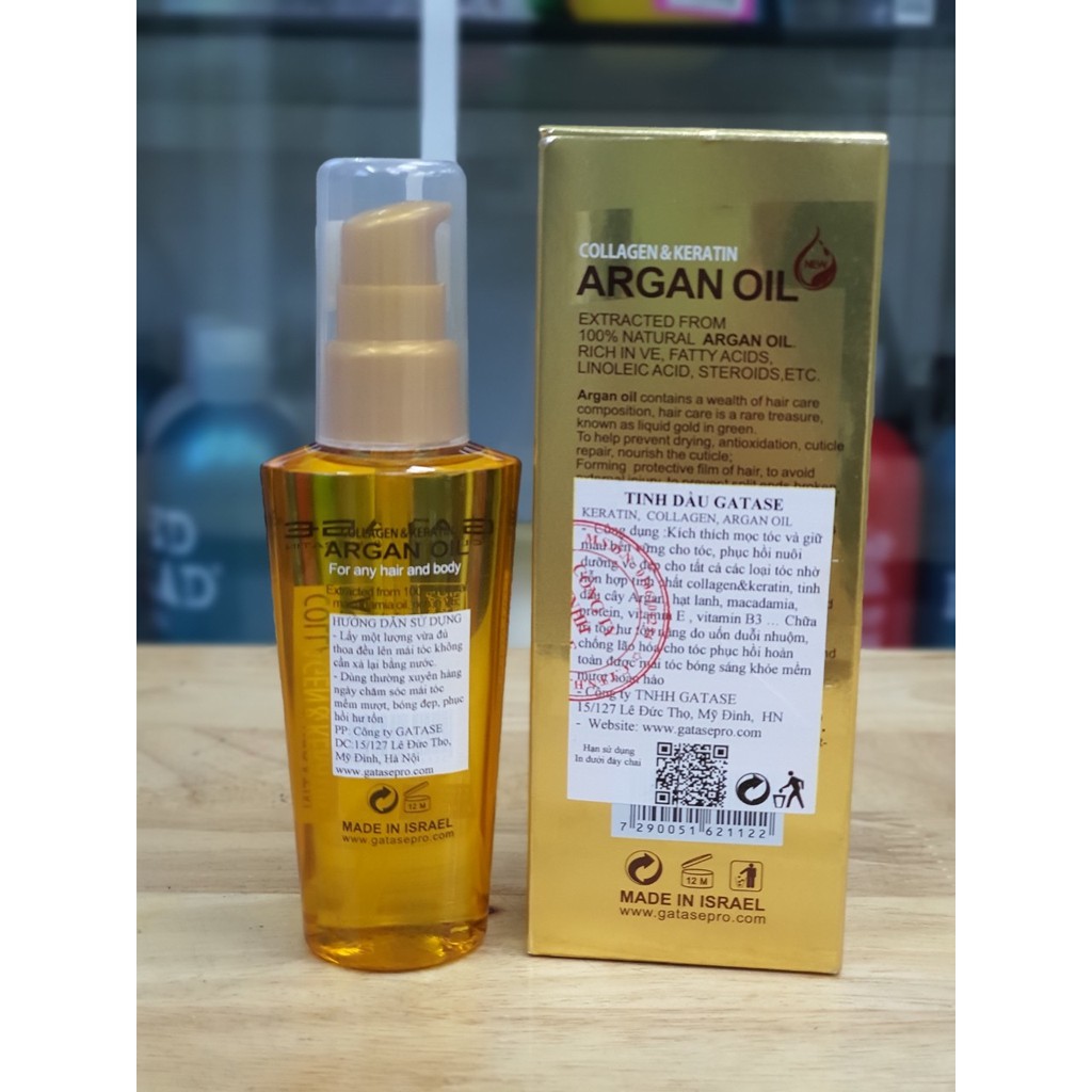 Tinh dầu dưỡng tóc GATASE Isarel 60ml ( Keratin Argan Oil)