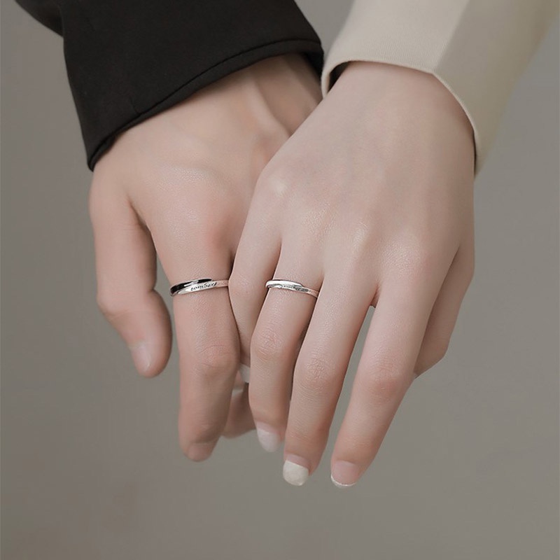 Nhẫn Cặp Khắc Chữ Thiết Kế Đơn Giản Thích Hợp Làm Quà Tặng Cho Cặ