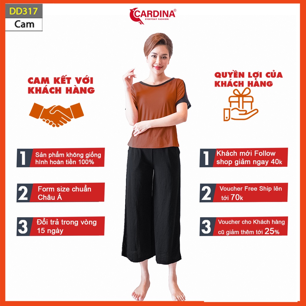 Đồ bộ nữ CARDINA chất cotton Nhật cao cấp ống sớ dài áo viền né mềm mại thoáng mát DD3.