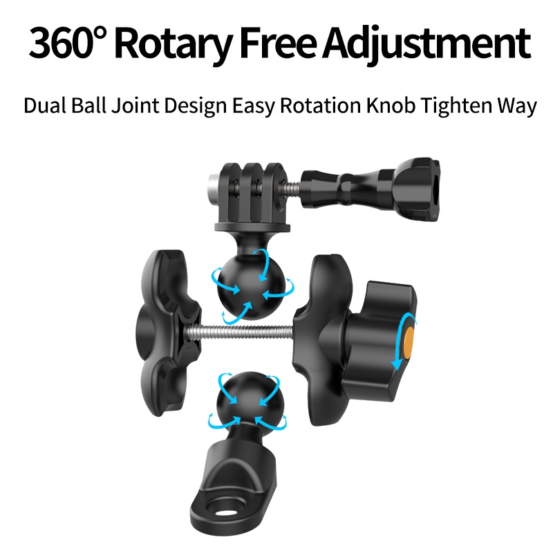 Telesin Giá Đỡ Kim Loại Xoay 360 Độ Gắn Xe Máy Cho Điện Thoại Thông Minh GoPro 8 7 6 5 Action insta360