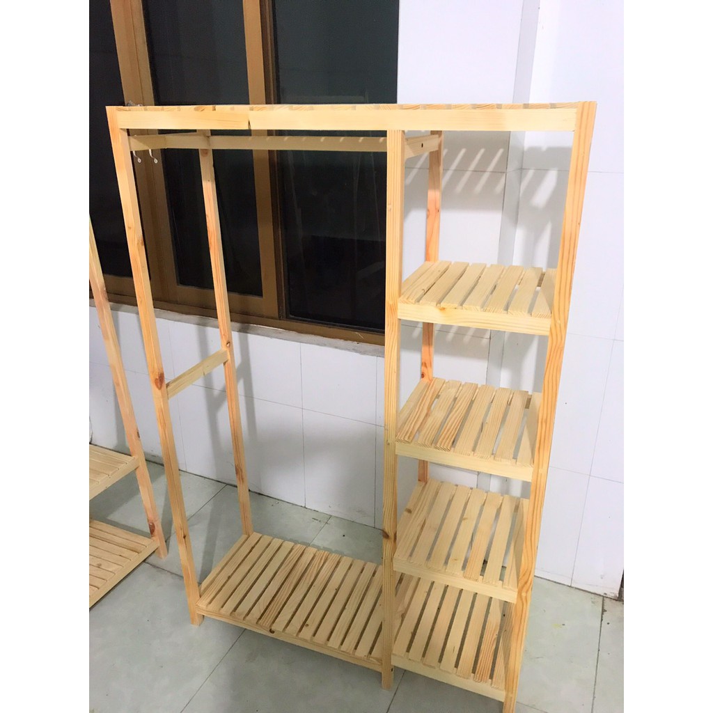 Kệ Treo Quần Áo Khung Gỗ Thông 2 Ngăn GIÁ RẺ VÔ ĐỊCH | BigBuy360 - bigbuy360.vn