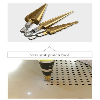 Bộ mũi khoan tháp 3 chiếc V2, thép HSS titan, khoan 15 size 4-32mm, chất lượng cao