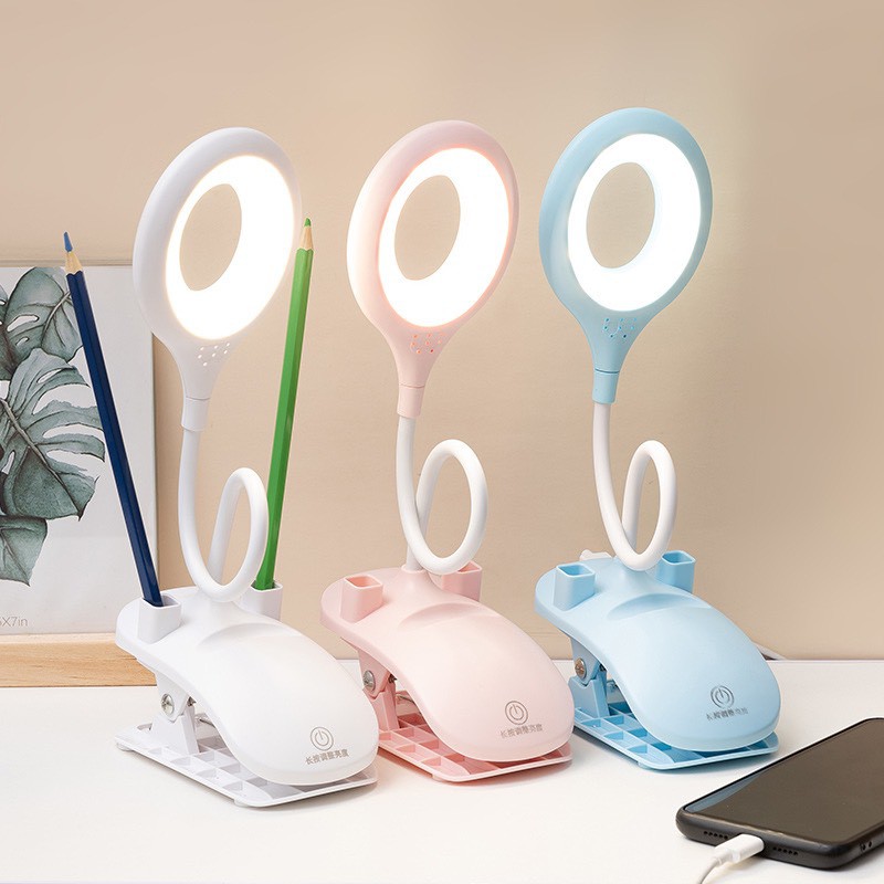 Đèn led kẹp bàn học xoay 360 độ sạc tích điện điều chỉnh độ sáng