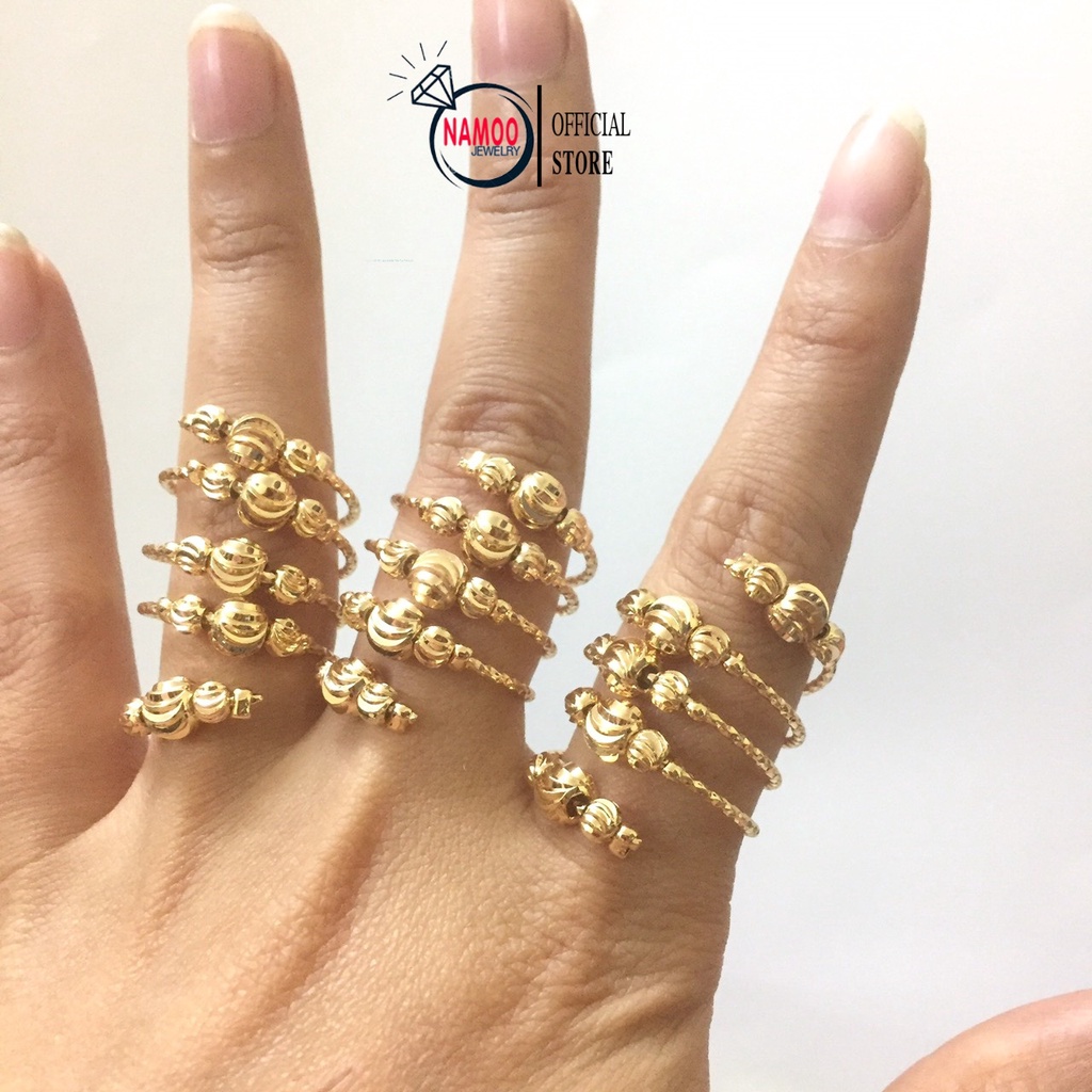 Nhẫn Bi Nữ N691, Nhẫn Nữ Mạ Vàng Màu Tây Tự Chỉnh Độ Rộng Namoo Jewelry