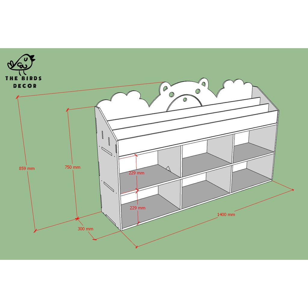 Kệ sách gấu 2 tầng ngăn chứa đồ Ms:051 kích thước 550*650*250 mm dành cho bé giá rẻ | BigBuy360 - bigbuy360.vn