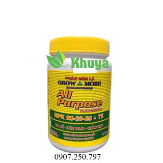 Phân bón lá GrowMore 20-20-20+TE All Purpose 100gr To Củ - Lớn Trái - Chắc Hạt