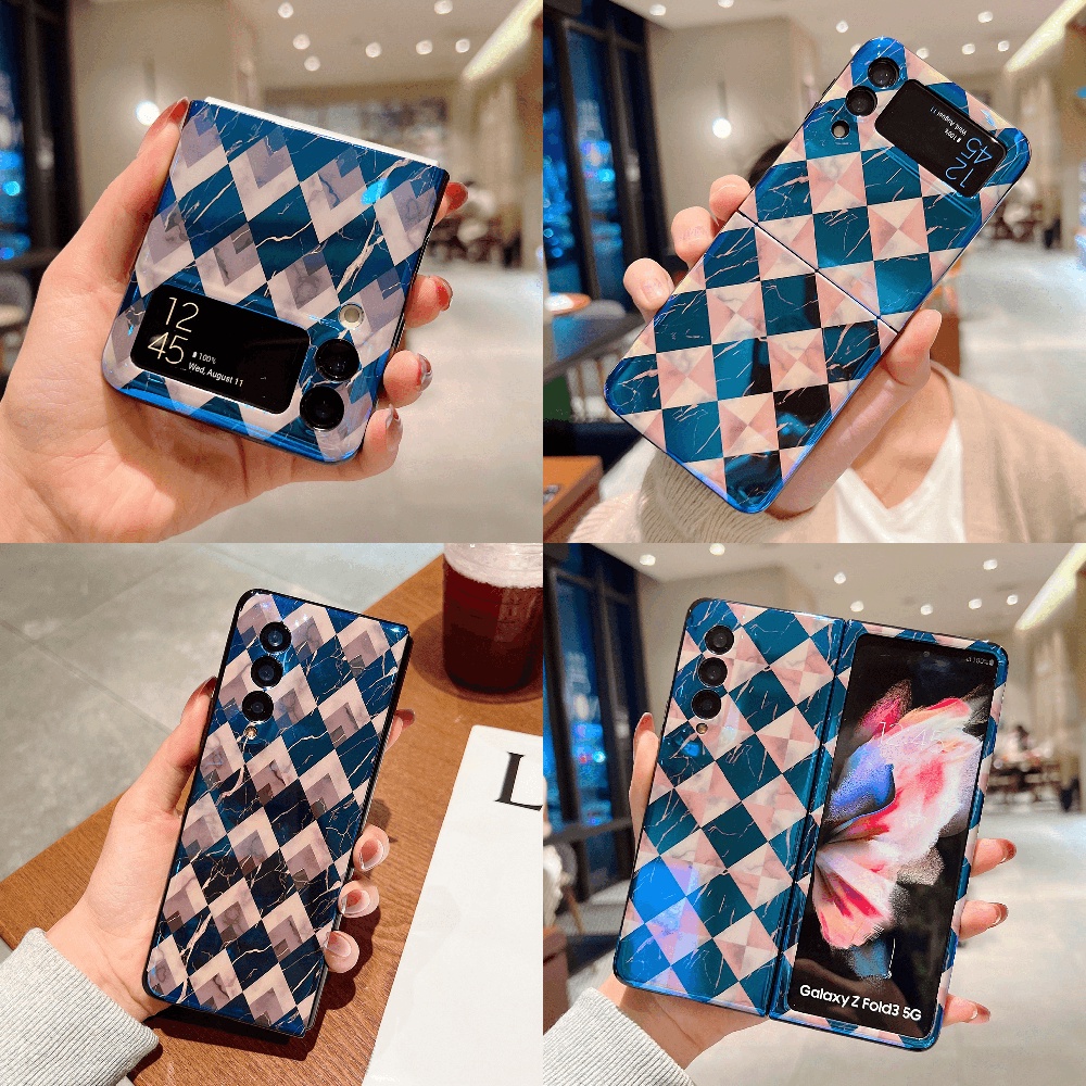 Ốp điện thoại mềm họa tiết đá hoa cương Blu-ray siêu mỏng cho Samsung Galaxy Z FOLD 3 Z FLIP 3