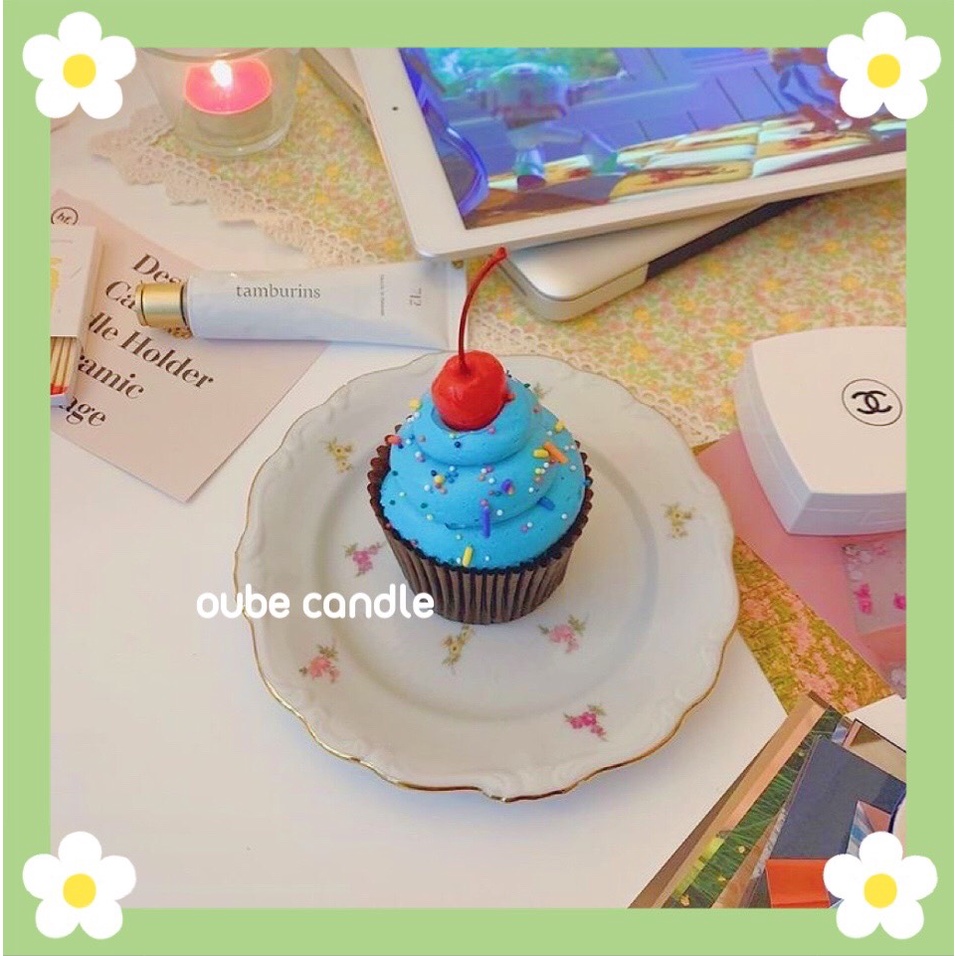 Nến Thơm Handmade Tinh Dầu Cao Cấp Tạo Hình CUPCAKE Không Khói Trang Trí Siêu Xinh | Oube Candle NT77