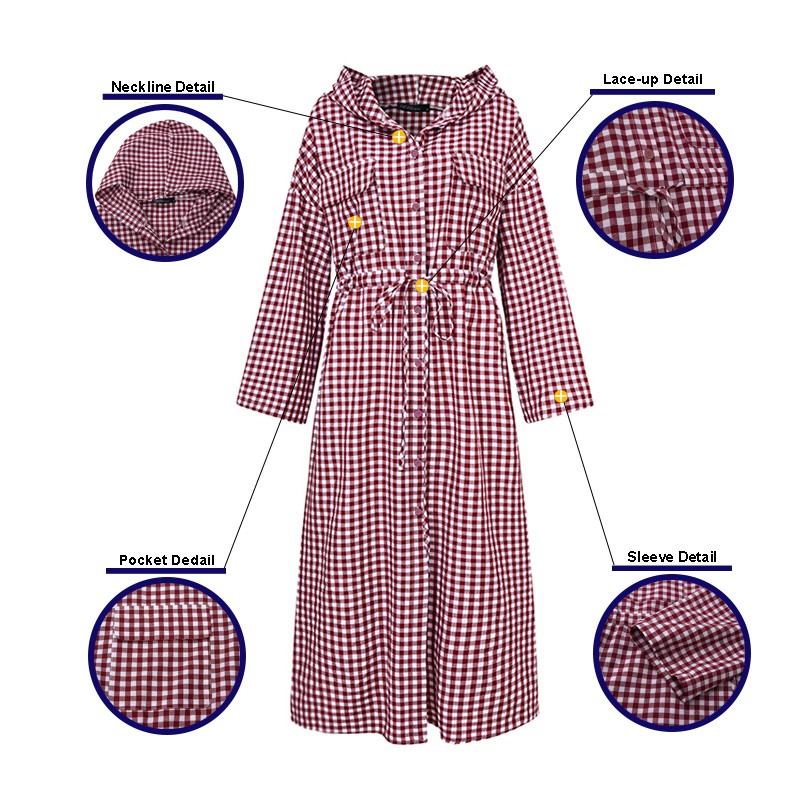 Áo Khoác ZANZEA Tay Dài Có Nón Họa Tiết Sọc Ca Rô Thời Trang Cho Nữ | BigBuy360 - bigbuy360.vn