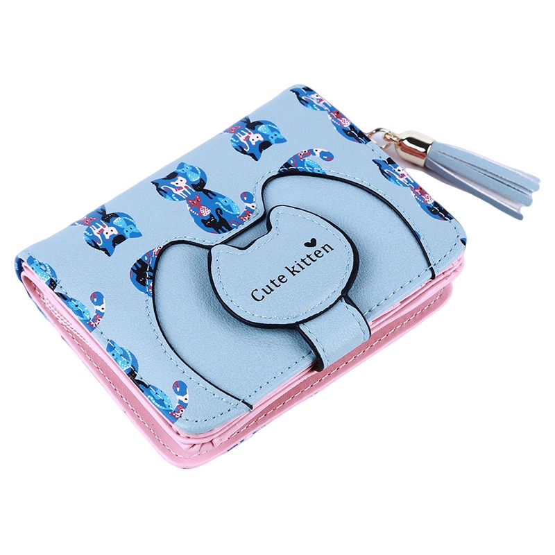 Ví nữ da PU in hình mèo dễ thương
