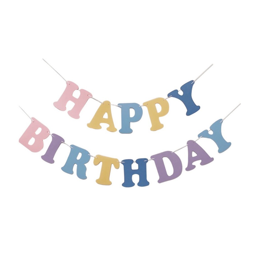Dây chữ Happy birthday màu pastel phong cách hàn quốc trang trí sinh nhật