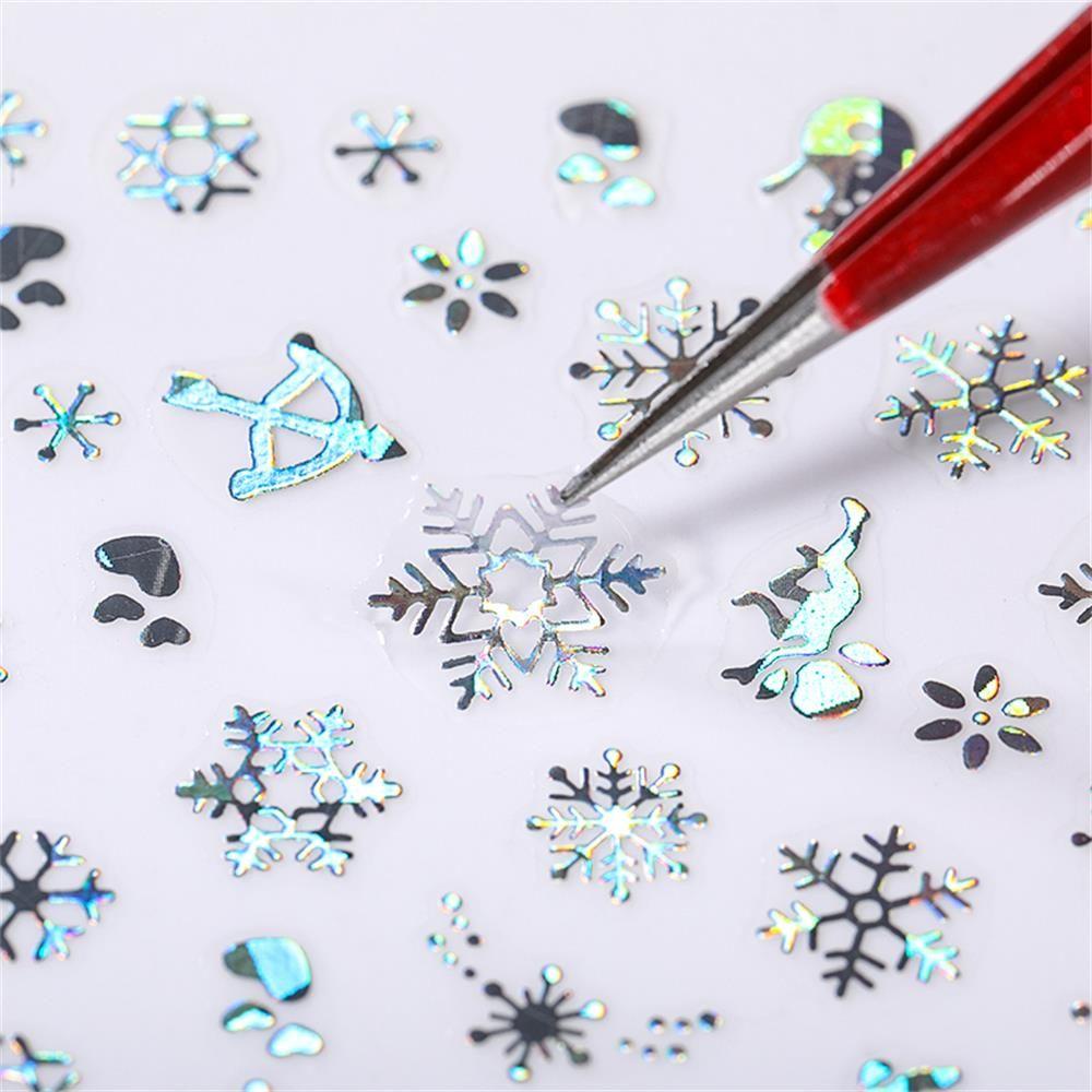 NIUYOU Sticker Hoa Tuyết Dán Móng Nghệ Thuật