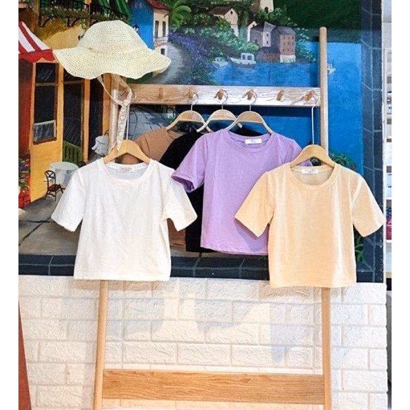 [Ảnh thật/Video]Áo croptop ngắn tay nhiều màu ( có video)