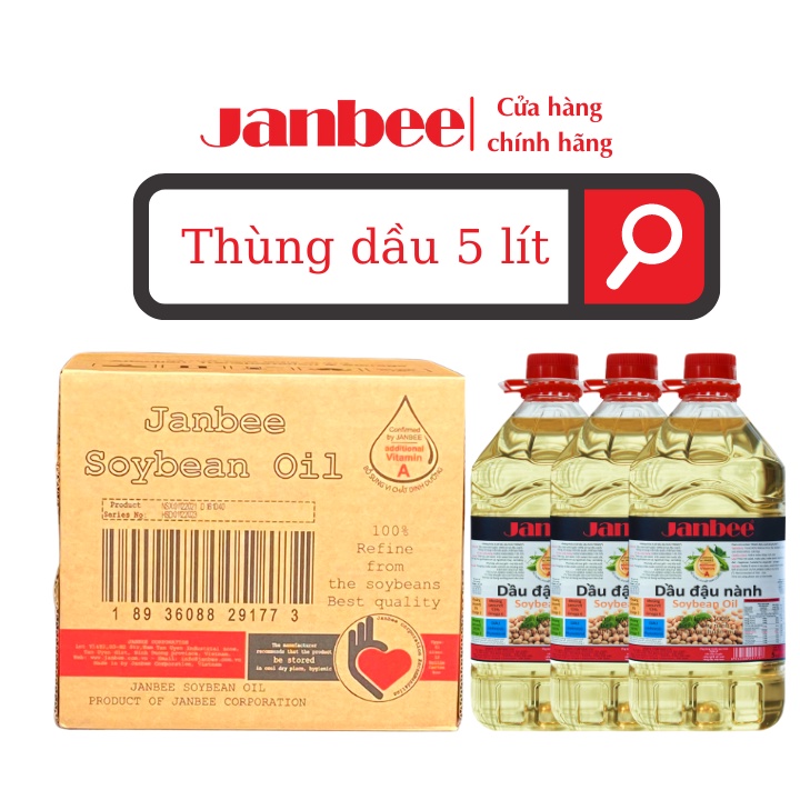 Thùng Dầu Đậu Nành Janbee 5L - 4 Chai