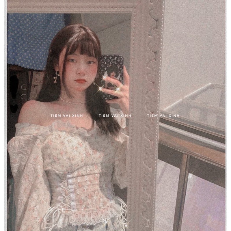 Áo Croptop Ren Bánh Bèo [FREESHIP]Áo Ren Nữ Dáng Ngắn - Tiệm Vải Xinh - CT006