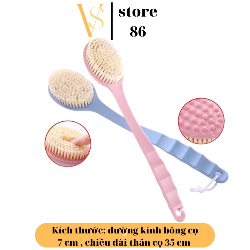 Cây cọ lưng kèm bông tắm tạo bọt 2in1 kiêm bàn chải chà lưng