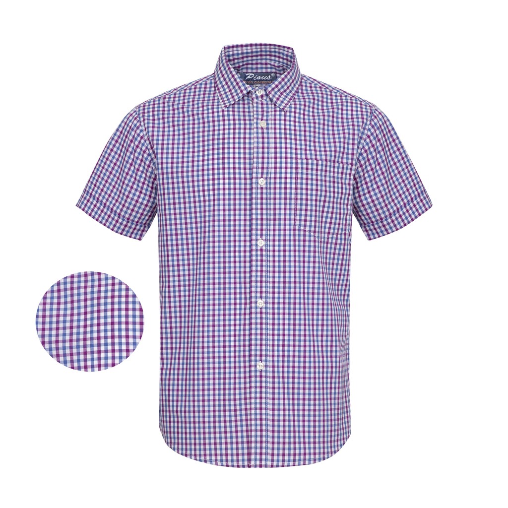 Áo sơ mi nam caro cao cấp cotton ngắn tay pious SMNT01013 | BigBuy360 - bigbuy360.vn