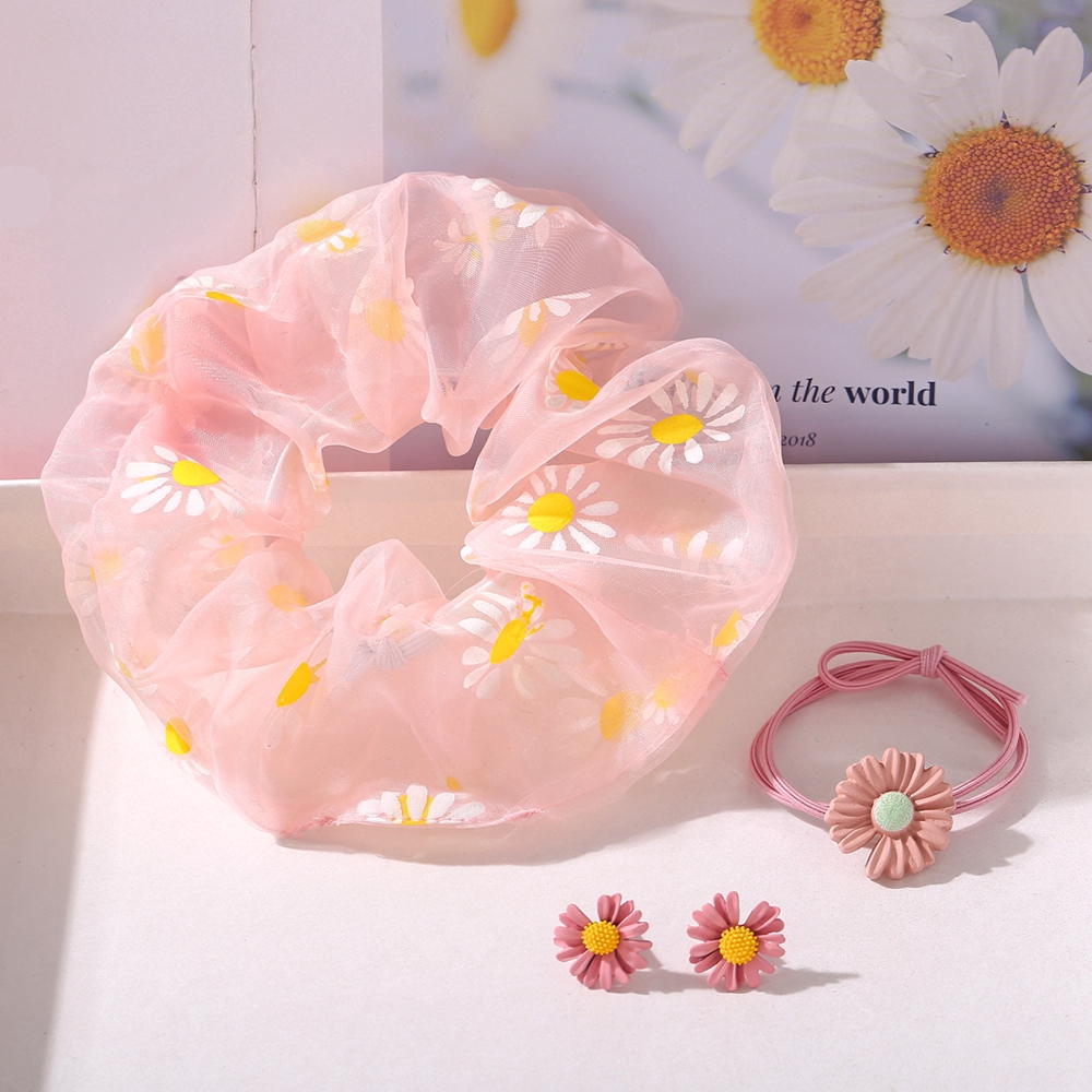 Set Dây Buộc Tóc Hoa Cúc Xinh Xắn Cho Bé Gái