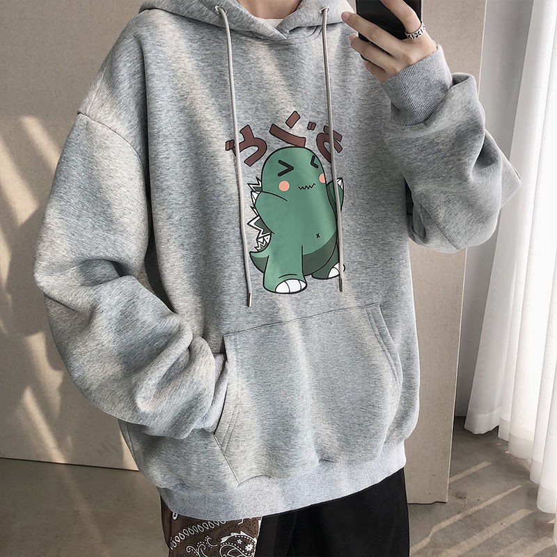 ÁO HOODIE NAM KHỦNG LONG 2 MÀU ĐEN XÁM