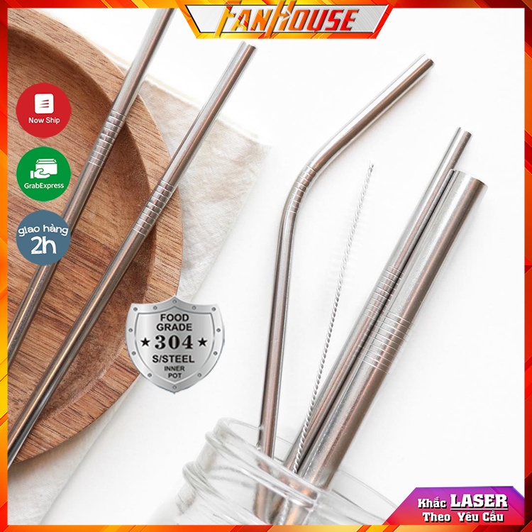 [ Rẻ Vô Địch ] Ống Hút Inox 304, Bộ Ống Hút Cao Cấp Bảo Vệ Môi Trường, Tặng Que Rửa Bên Trong Sạch 100%, Bền Trọn Đời