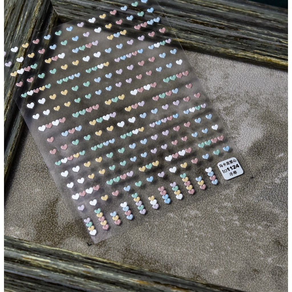 1 Tờ Miếng Dán Trang Trí Móng Tay Hình Trái Tim 3D Dễ Thương