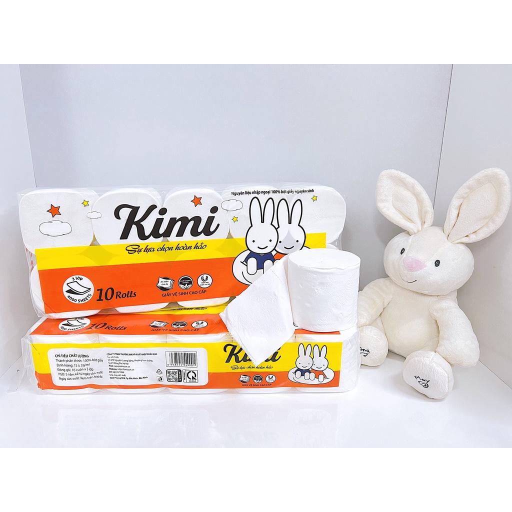 Combo 2 bịch Giấy Vệ Sinh Kimi Bịch 10 Cuộn 0.8 kg siêu dai, mềm mịn, không có chất tẩy trắng - 𝐊𝐢𝐦𝐢 𝐂𝐨𝐦