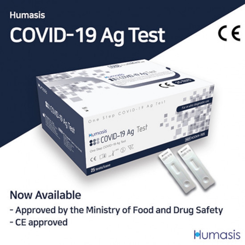 Hộp 25 que test nhanh covid, kit test nhanh Humasis hàng công ty chính hãng đầy đủ chứng nhận