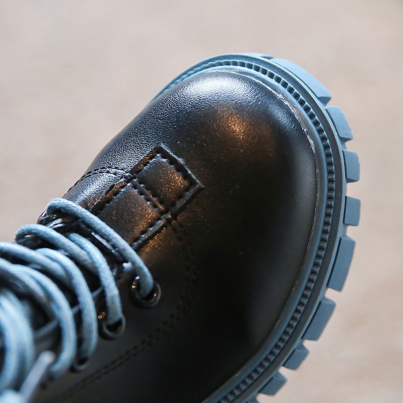 Giày Bốt Martin Cổ Thấp Đế Mềm Có Dây Kéo Chống Trượt Phong Cách Anh Quốc Cổ Điển Cho Bé Gái 3-16 Tuổi