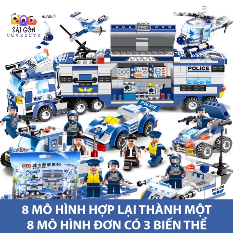 Đồ Chơi Lắp Ráp Kiểu LEGO Mô Hình Cảnh Sát Hải Quân ROBOT Chiến Đấu/ Máy Bay Trực Thăng/ Xe Chỉ Huy PX250 Với 750+ PCS