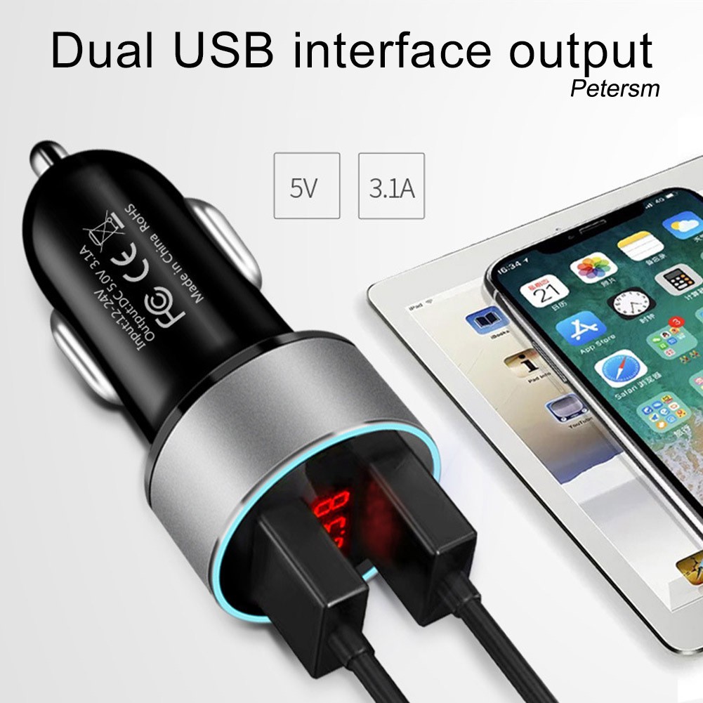 Tẩu Sạc Điện Thoại Cổng USB Kép 3.1A Tiện Dụng Cho Xe Hơi