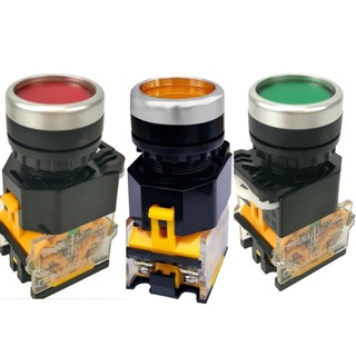 Công tắc nhấn đề tự giữ LA38-11T phi 22mm giá rẻ 3 màu xanh, màu đỏ, màu vàng