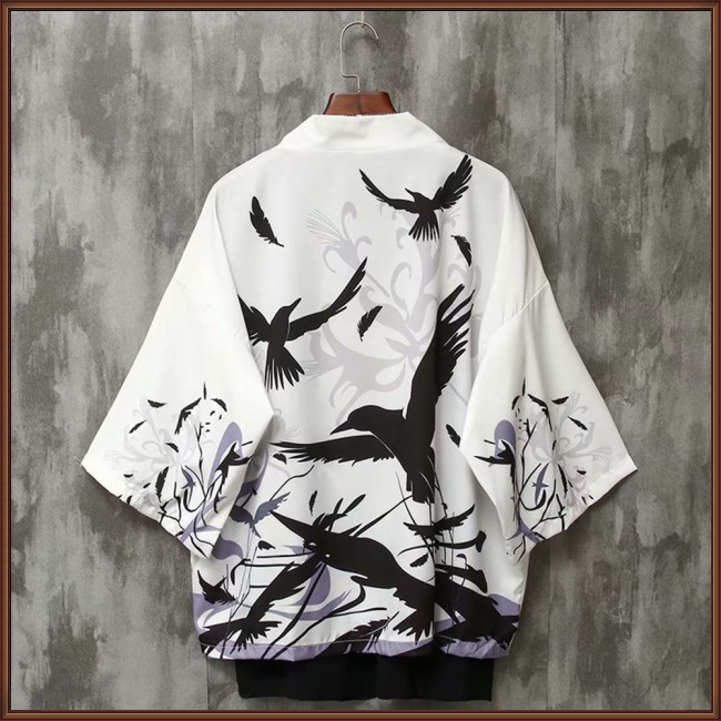 Áo Khoác Đi Biển Tay Ngắn In Họa Tiết Phong Cách Nhật Bản Thời Trang Cho Nam