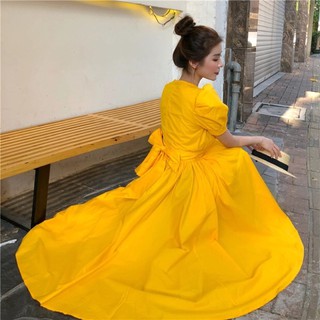Váy đi tiệc Mullet tay bồng nơ sau