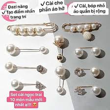 Cài áo ❤️FREESHIP❤️ set 10 cài áo ngọc đính đá mẫu mới, phụ kiện cài áo sang trọng