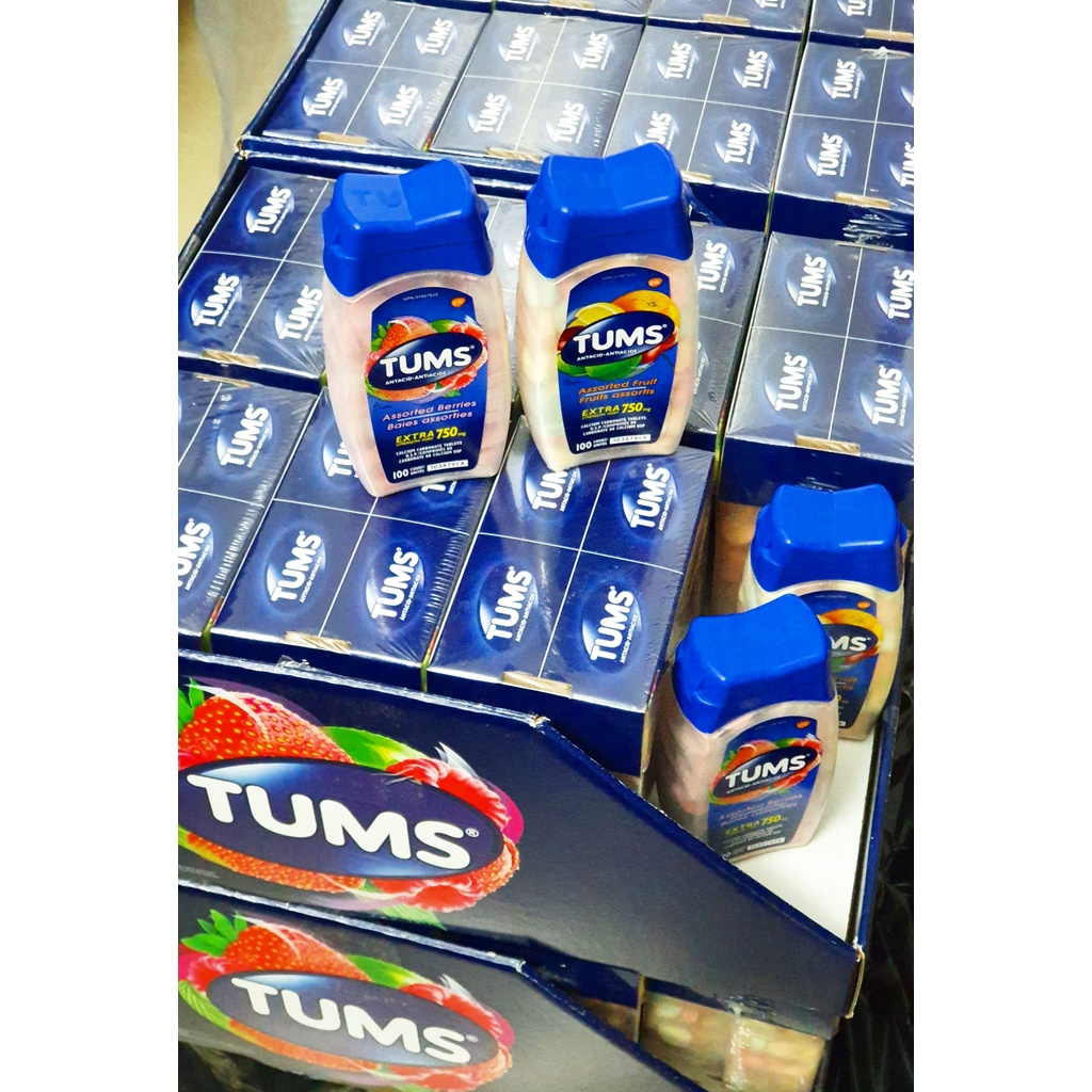 Kẹo ngậm hương trái cây hỗ trợ tiêu hoá Tums chai 100 viên từ Mỹ