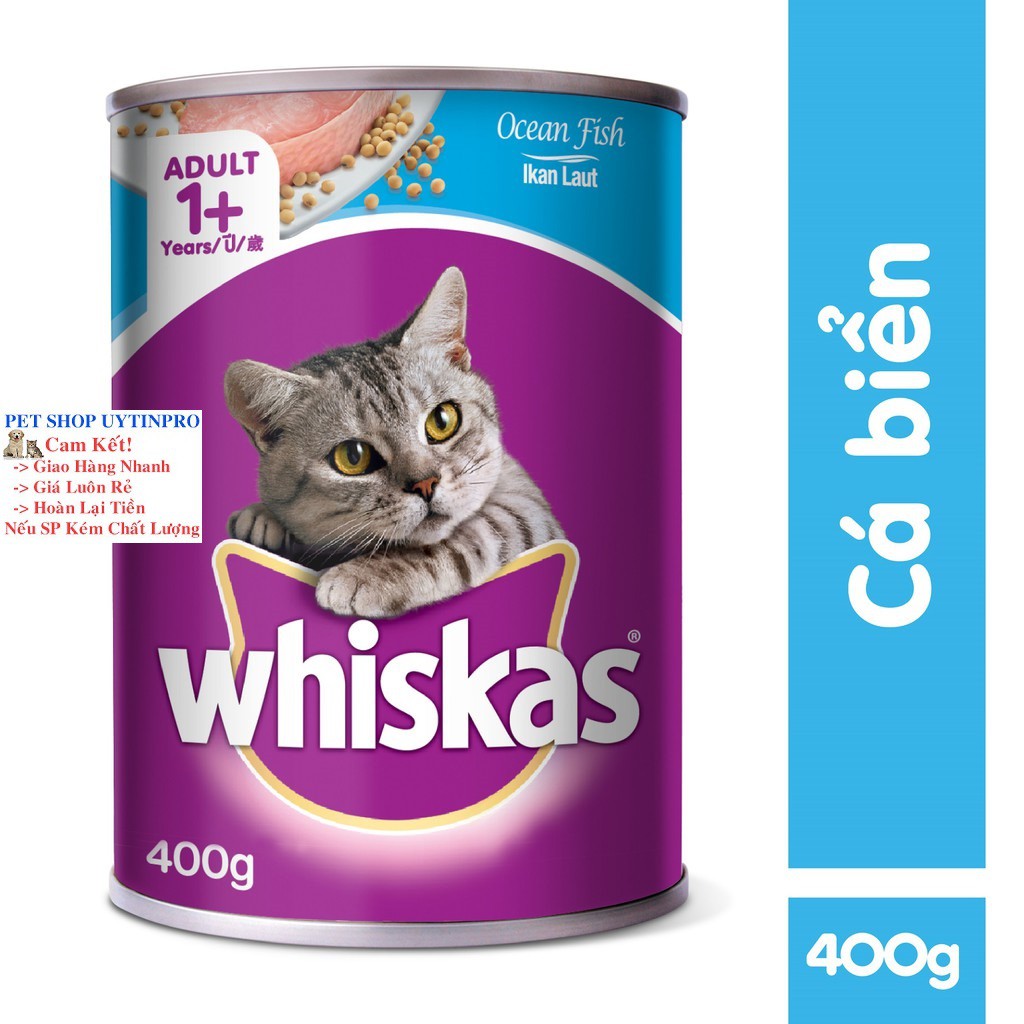 THỨC ĂN CHO MÈO Whiskas Dạng Pate Xốt Vị Cá Biển Lon 400g Xuất Xứ Thái Lan