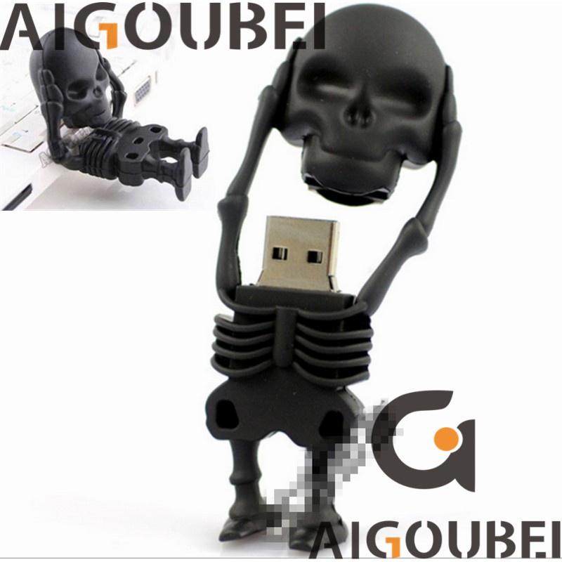 Phim hoạt hình Hộp sọ silicone sáng tạo Phim hoạt hình U Đĩa bút 32GB Thích hợp cho Flash Booster Máy tính xách tay Máy tính xách tay Đĩa flash USB 2.0 Di động