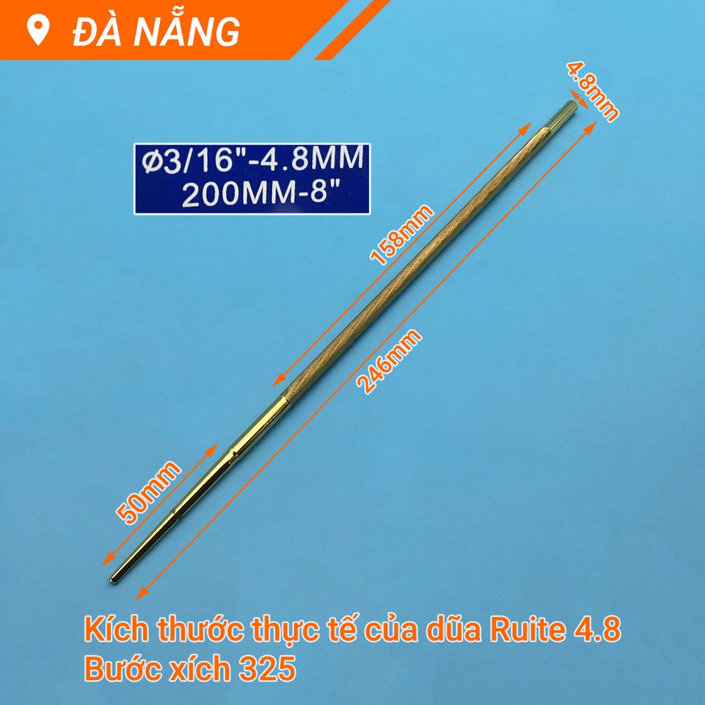 Dũa xích máy cưa Φ4.8 x 200mm RUITE phủ Titan vàng cho bước xích 325