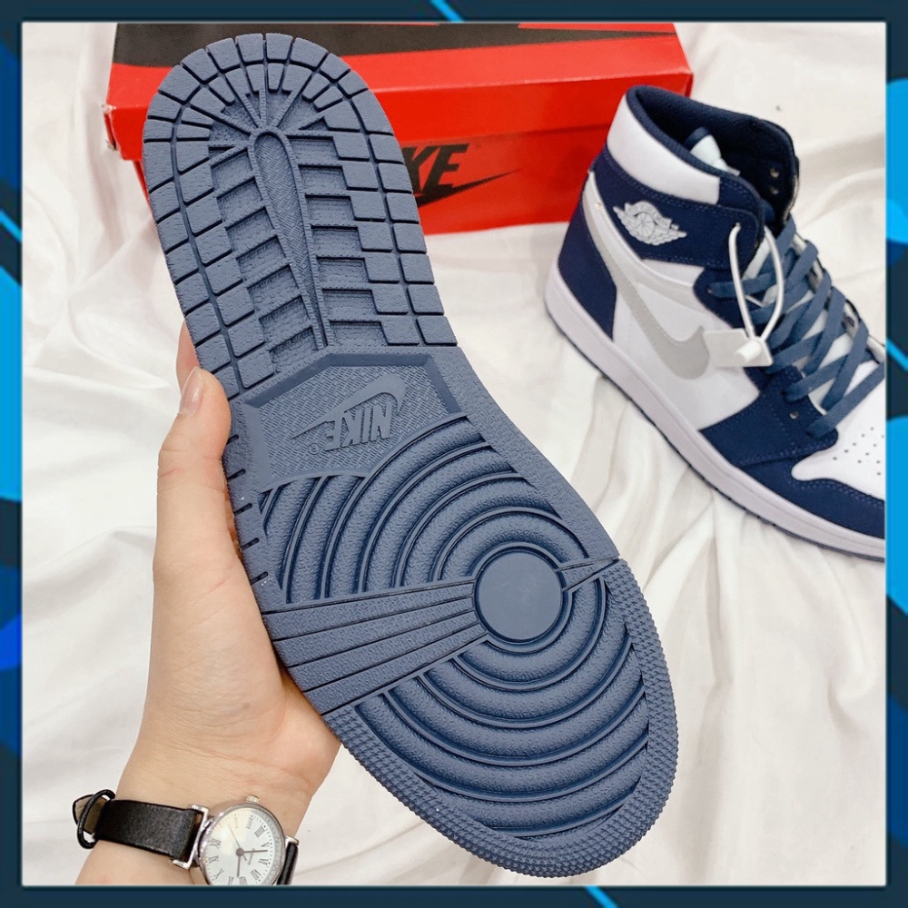 Giày thể thao air jordan 1 retro high midnight navy, giày jd xanh than cổ cao nam nữ phong cách thời trang