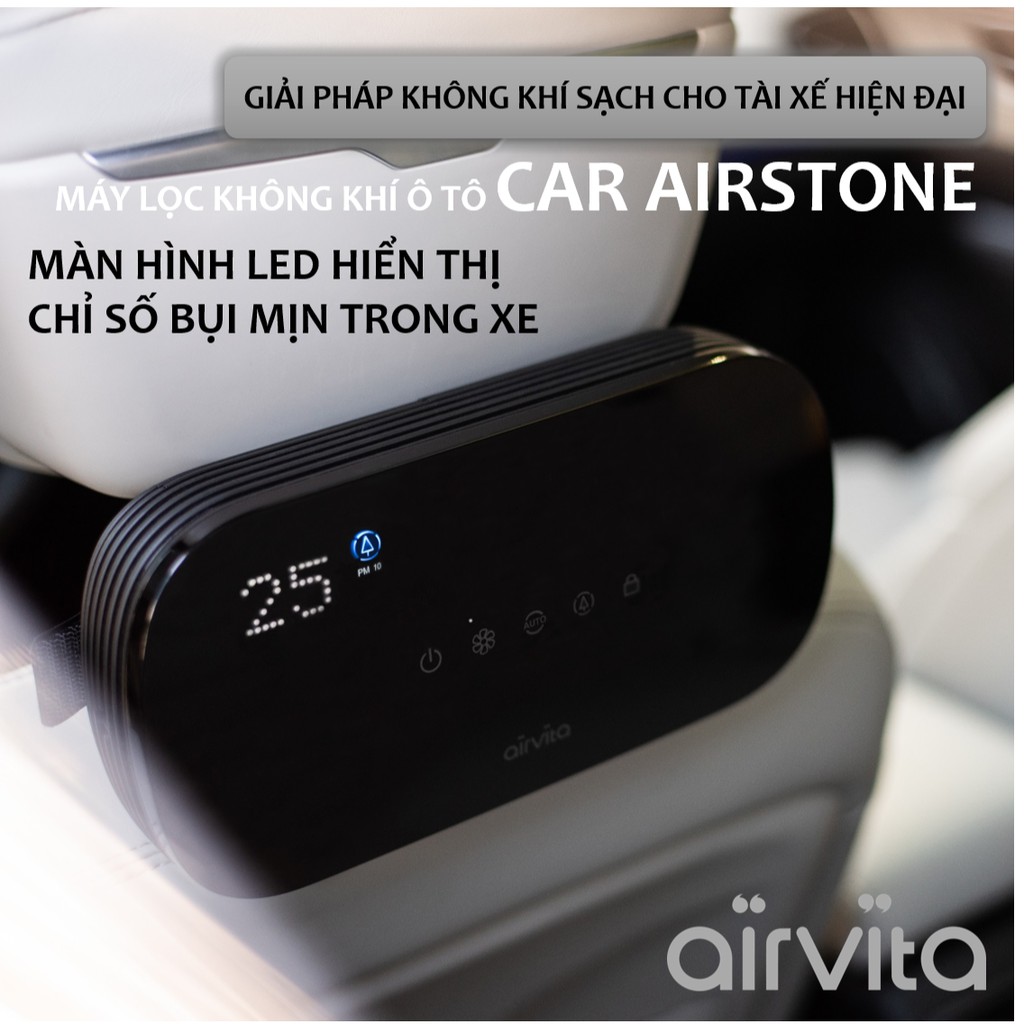 Máy lọc không khí ô tô Airvita Car Airstone Hàn Quốc lọc bụi mịn PM1.0 chỉ sau 10' - Nhập khẩu và bảo hành chính hãng