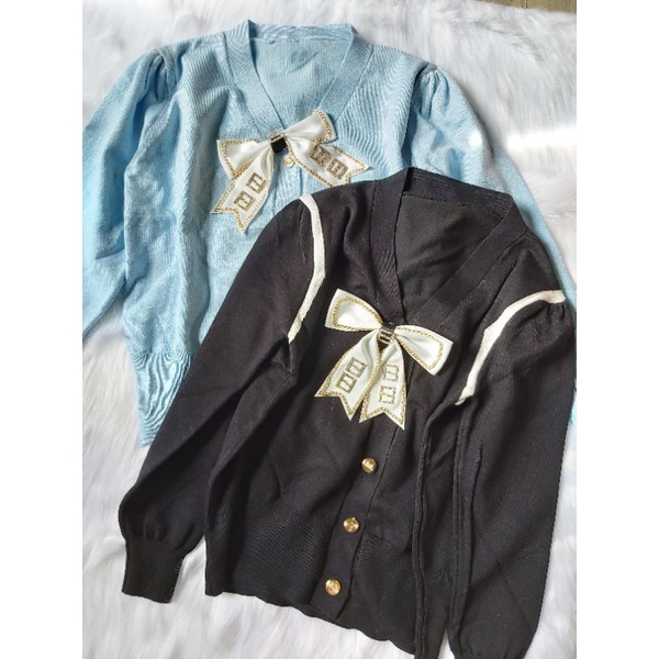 Cadigian Dáng Ngắn  Kèm Tag Nơ Rời Phong Cách Vintage