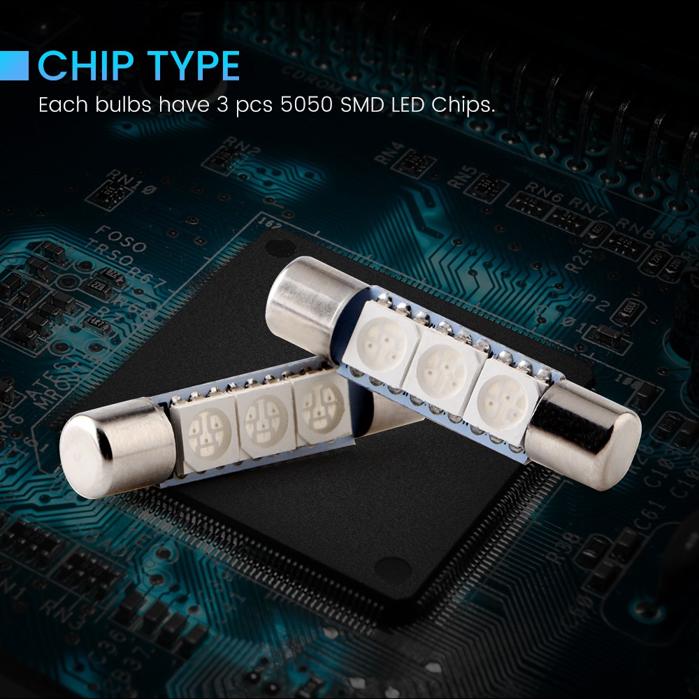 Đèn led 3 bóng 28mm 31mm C5W 5050 3SMD chuyên dùng trang trí nội thất xe hơi