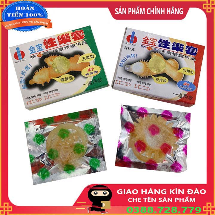 Bao cao su Gold ❤️FREESHIP❤️ gân gai bi siêu to khổng lồ tăng khoái cảm hộp 2 chiếc - giá sỉ tốt nhất