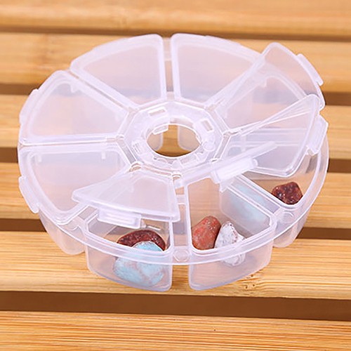 Hộp chia làm 8 ngăn hình tròn dùng để đựng thuốc hoặc mồi câu cá
