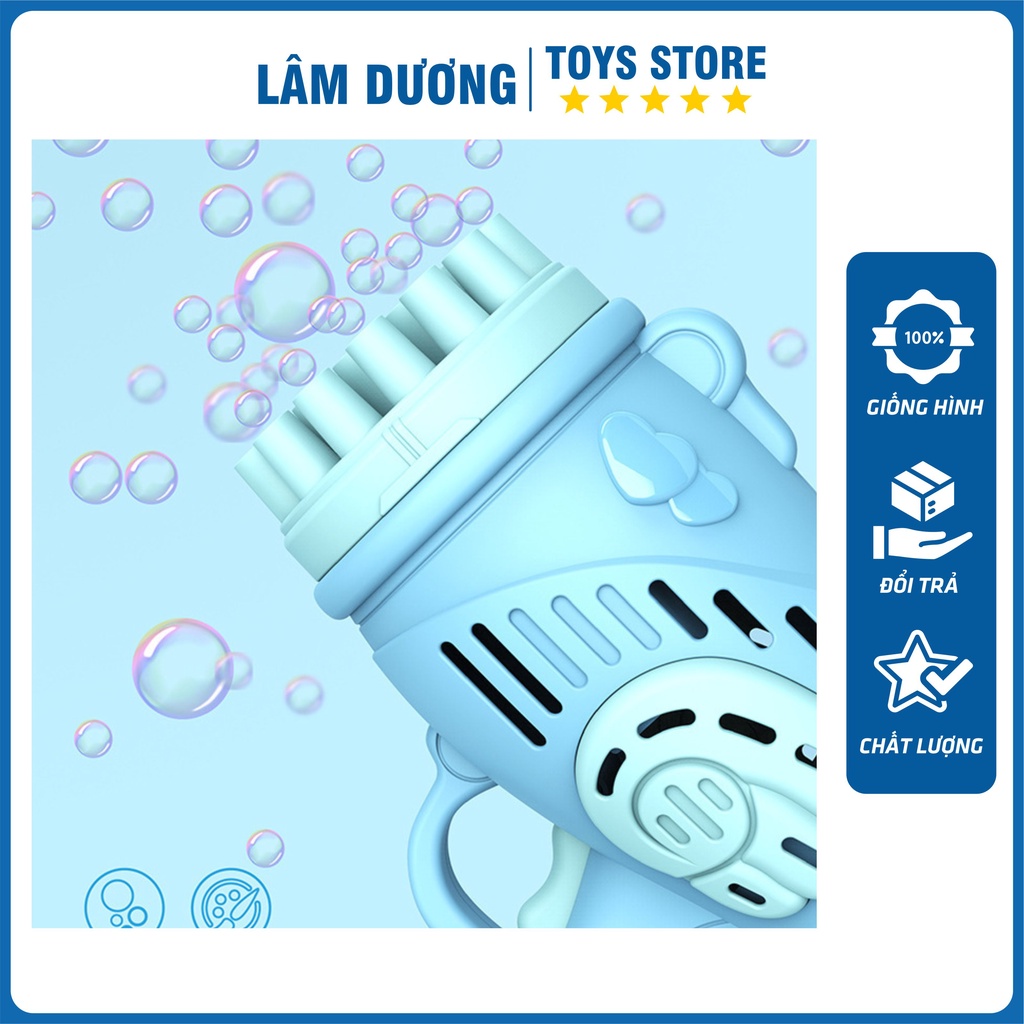 Súng bắn bong bóng 23 nòng chạy bằng pin siêu mạnh kèm dung dịch bong bóng nhiều màu an toàn cho bé