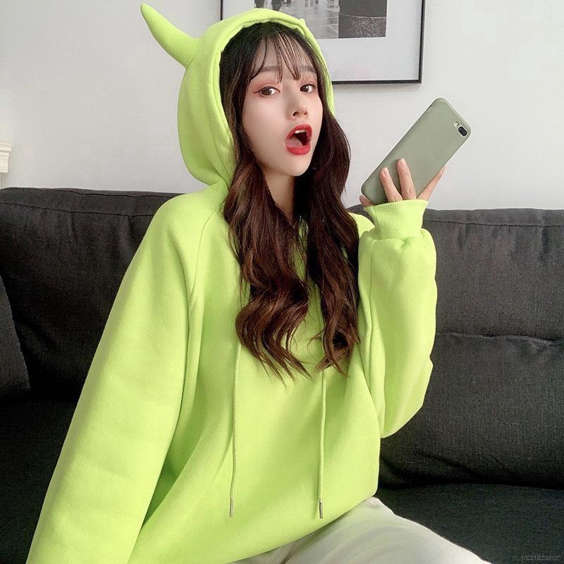 Korean Women Sweatshit Letter Printing Plus Velvet Thickening College Style Girl's Loose Warm Coat | BigBuy360 - bigbuy360.vn